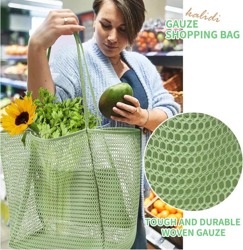 KALIDI BeachNylon Mesh Tote Bag, Casual Tote Bag Hobo Women Foldable MAX 23L Shoulder Bag For Beach Picnic Vacation - Image 2